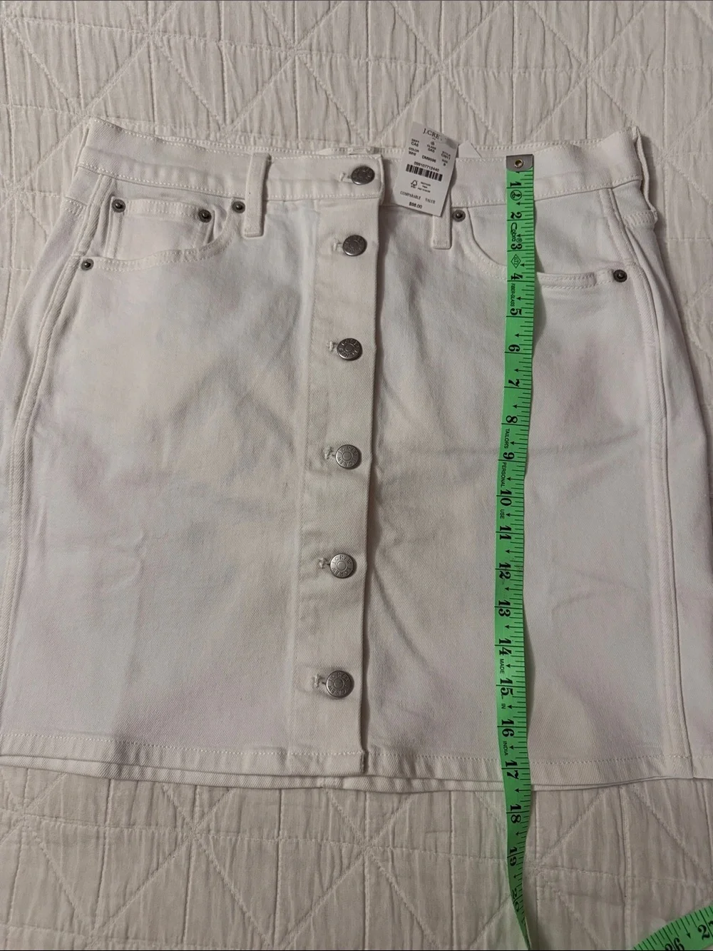 NWT J. Crew White Button-Front Mini Skirt - Size 8